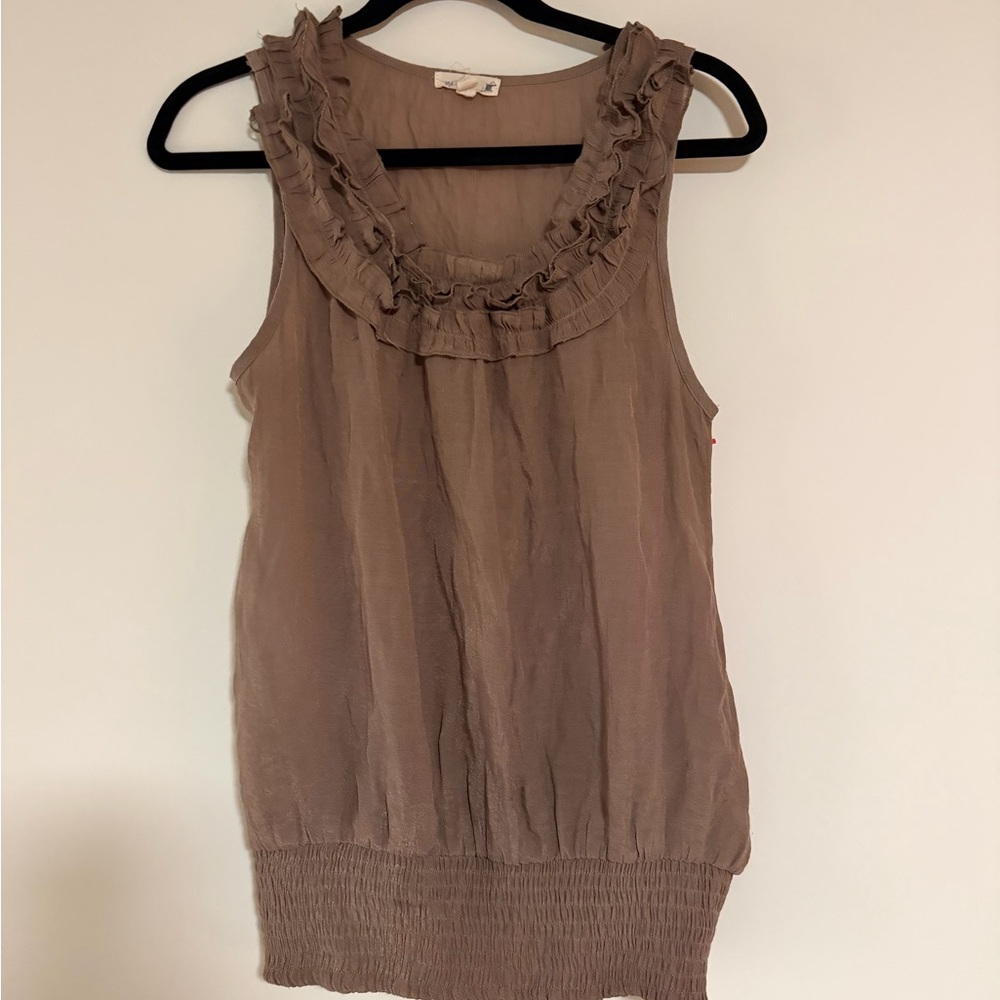 mine Taupe Ruffle-Trim Sleeveless Camisole
